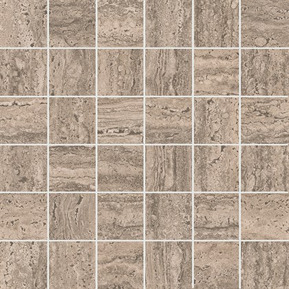 KMD2MSA010GR Про Травертин декор мозаичный бежевый тёмный матовый обрезной 30x30x0,9 керамогранит - фото 144282