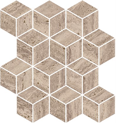 KMD2MSM017BR Про Травертин мозаичный бежевый тёмный матовый обрезной 34,5x37x0,9 декор - фото 144286