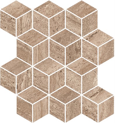 KMD2MSM018BR Про Травертин мозаичный коричневый светлый матовый обрезной 34,5x37x0,9 декор - фото 144287