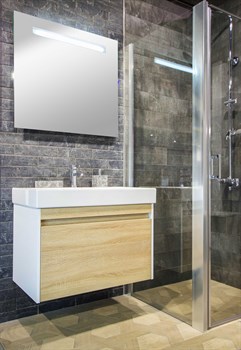 Тумба с раковиной подвесная Bocchi Etna 80 дерево - фото 57528