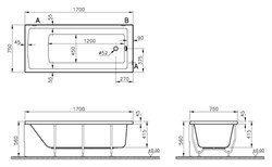 Акриловая ванна VitrA Neon 170x75 52280001000 без гидромассажа - фото 58584