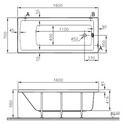 Акриловая ванна VitrA Neon 160x70 см 52520001000 - фото 58588