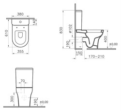 Унитаз-компакт VitrA Zentrum 9012B003-7201 - фото 58828