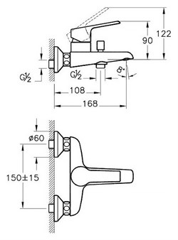 Смеситель VitrA Axe S A41070EXP для ванны с душем - фото 59001
