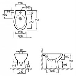 Биде напольное Jacob Delafon Patio EBB0002-00 - фото 59161
