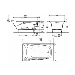 Чугунная ванна Jacob Delafon SUPER REPOS 180x90 E2902 с ручками - фото 59193