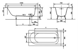 Чугунная ванна Jacob Delafon Soissons E2941 150х70 - фото 59199
