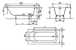 Чугунная ванна Jacob Delafon Soissons E2931 160х70 - фото 59205