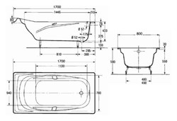 Чугунная ванна Jacob Delafon Repos E2915 170х80 - фото 59216