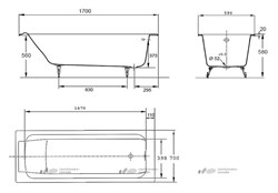 Чугунная ванна Jacob Delafon Parallel E2947 170х70 см - фото 59233
