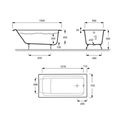 Чугунная ванна Jacob Delafon PARALLEL 150 E2946 без ручек - фото 59236