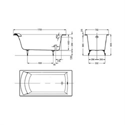 Чугунная ванна Jacob Delafon BIOVE 170x75 см без ручек - фото 59242