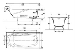 Чугунная ванна Jacob Delafon Adagio E2910 180х80 - фото 59256