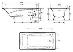 Чугунная ванна Jacob Delafon Repos E2904 - фото 59270