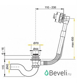 Слив-перелив Jacob Delafon E70174-CP автомат, хром - фото 59303