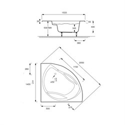 Акриловая ванна Jacob Delafon PRESQUILE 145x145 см угловая - фото 59320