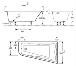 Акриловая ванна Jacob Delafon Odeon Up 160x90 правая - фото 59326