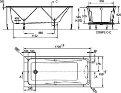 Акриловая ванна Jacob Delafon Odeon up 170x75 E60491 - фото 59348