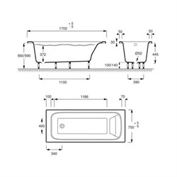 Акриловая ванна Jacob Delafon Elite 170x75 см - фото 59355