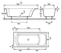 Акриловая ванна Jacob Delafon Ove E60143-00 180x80 - фото 59364