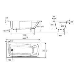 Акриловая ванна Jacob Delafon Patio E6810RU-01 150x70 - фото 59405