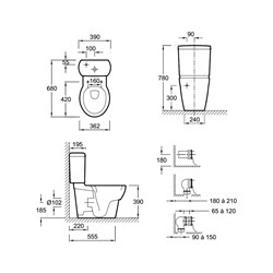 Унитаз-компакт Jacob Delafon Ove 19974W - фото 59444