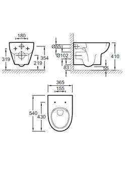 Унитаз подвесной Jacob Delafon Odeon UP E4764-00 - фото 59494