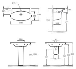 Раковина Jacob Delafon Presquile E4437 80 см - фото 59877