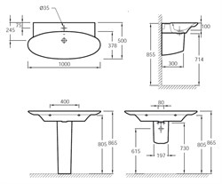 Раковина Jacob Delafon Presquile E4436 100 см - фото 59902