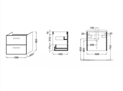 Тумба под раковину Jacob Delafon Ola 60 серый антрацит - фото 59953