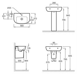 Раковина Jacob Delafon Odeon Up E4755G 56 см - фото 60152