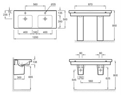 Раковина Jacob Delafon Odeon Up E4730 120 см двойная - фото 60226
