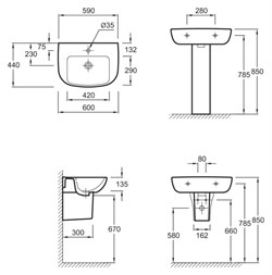 Раковина Jacob Delafon Odeon Up E4700 60 см - фото 60255