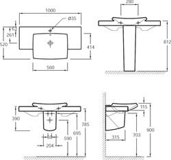 Раковина Jacob Delafon Escale E1280 100 см - фото 60294