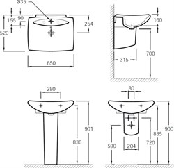 Раковина Jacob Delafon Escale E1211-00 65 см - фото 60305