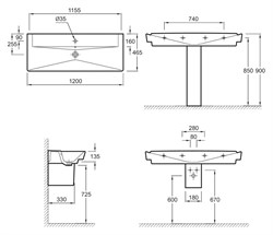 Раковина Jacob Delafon Reve E4800 120 см - фото 60436