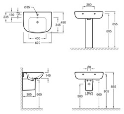 Раковина Jacob Delafon Odeon Up E4754C 67 см - фото 60535