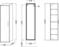 Шкаф-пенал Jacob Delafon Ola серый антрацит - фото 60714