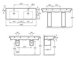 Раковина Jacob Delafon Odeon Up E4779-00 140 см - фото 61520