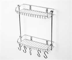 Полка металлическая прямая,двухъярусная, 5 крючков в комплекте Wasserkraft K-1422 - фото 62955