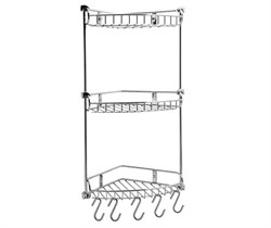Полка металлическая угловая, трехъярусная, 5 крючков в комплекте Wasserkraft K-1233 - фото 62962