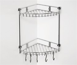 Полка металлическая угловая, двухъярусная, 5 крючков в комплекте Wasserkraft K-1222 - фото 62965