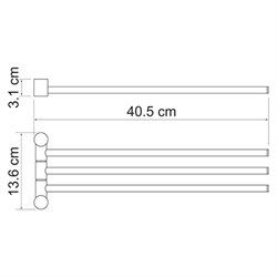Держатель полотенец 3-е рога, "матовый хром" Wasserkraft K-1933 - фото 62994