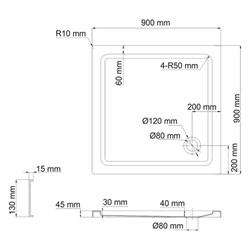 Душевой поддон Wasserkraft Amper 29T03 90*90 см - фото 63077