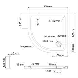 Душевой поддон Wasserkraft Isen 26T00 80*80 см - фото 63095