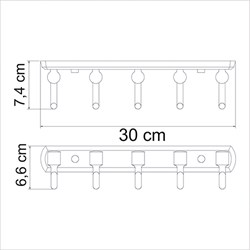 Кронштейн настенный, 5 крючков Wasserkraft Oder K-3075 - фото 63510