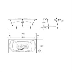 Чугунная ванна Roca Akira 170х85 см - фото 64520