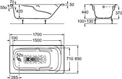 Чугунная ванна Roca Ming 170x85 без гидромассажа - фото 64996