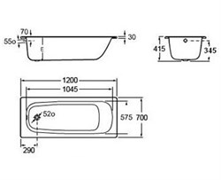 Стальная ванна Roca Contesa 120 см - фото 65981