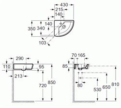 Раковина Roca Hall 43 см левая 327623000 - фото 66533